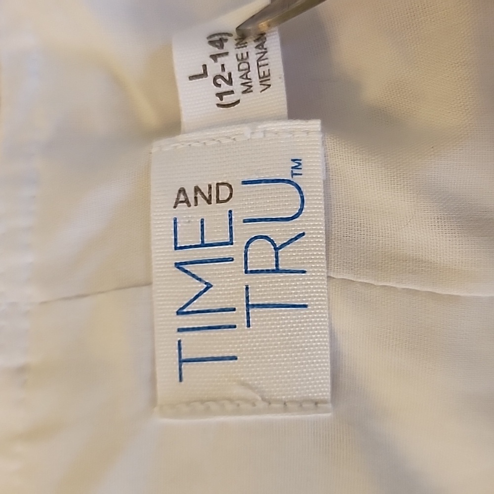 Time And True Womens Sleevless Cotton Blend Tiered Eyelet White Mini Dress - Picture 10 of 12